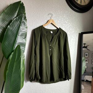 Olive Green Long Sleeve Old Navy Blouse - Women’s Size Large